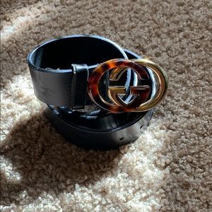 Gucci black, gold and tortoise belt